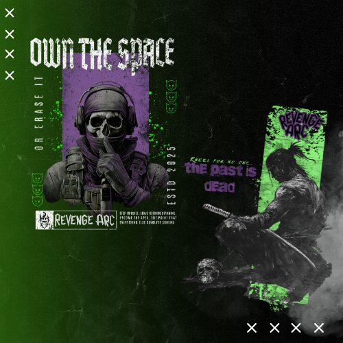 Black and green textured graphic with modern abstract style